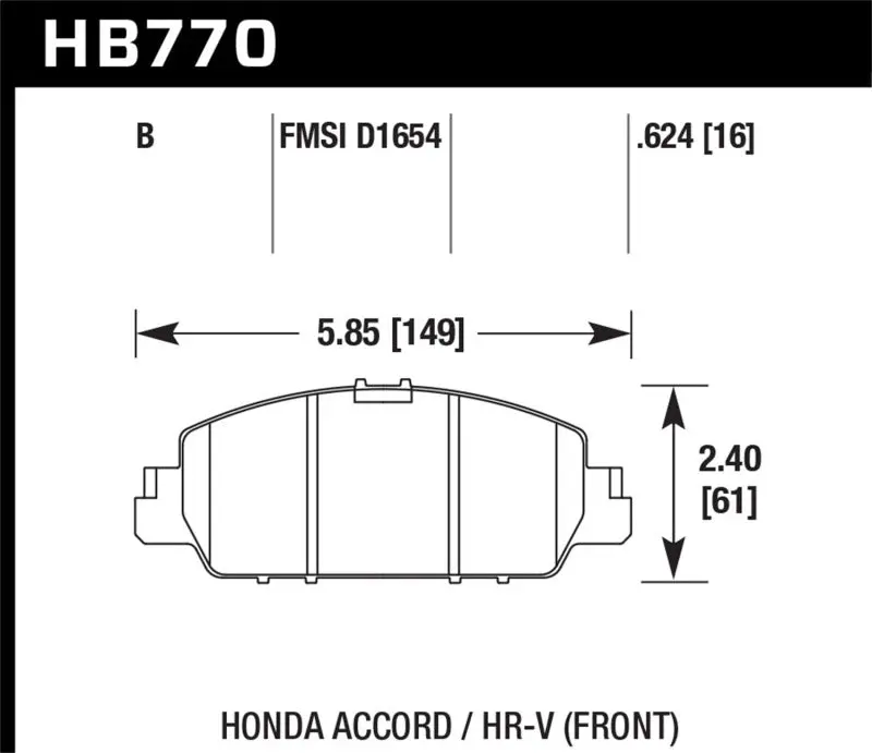 HAWK HAWKHB770B.624 13-17 Honda Accord HPS 5.0 Front Brake Pads №2