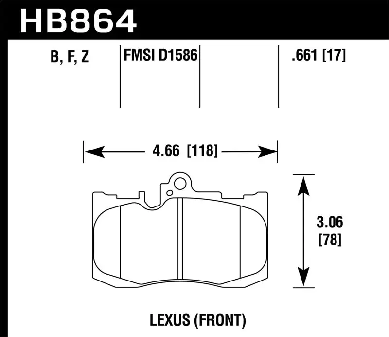 HAWK HAWKHB864F.661 13-17 Lexus GS350/GS350 F Sport / 12-17 Lexus IS350 HPS Street Front Brake Pads №1