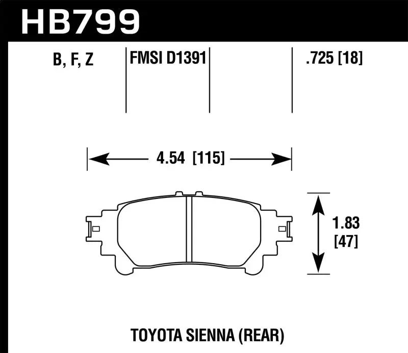 HAWK HAWKHB799B.597 14-16 Toyota Highlander HPS 5.0 Rear Brake Pads