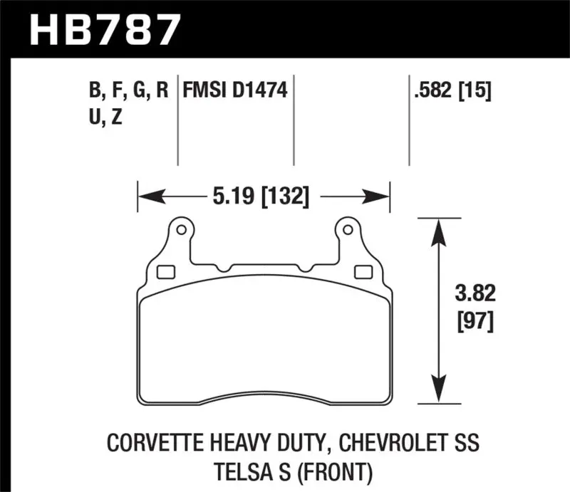 HAWK HAWKHB787F.582 14-17 Chevy Corvette / 10-15 Chevy Camaro 6.2L HPS Street Front Brake Pads