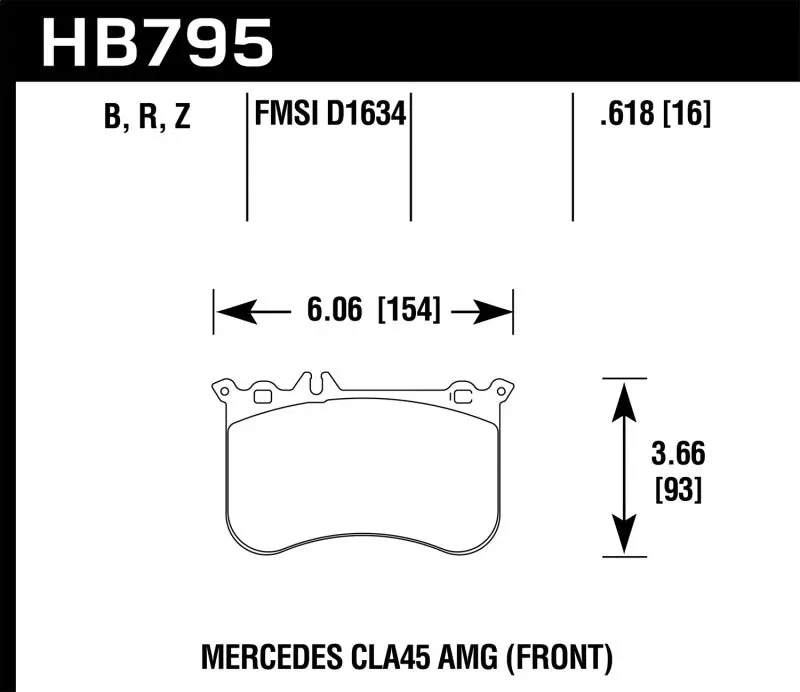 HAWK HAWKHB795B.618 14-17 Mercedes-Benz CLA 45 AMG/15-17 Mercedes-Benz GLA 45 AMG HPS 5.0 Front Brake Pads