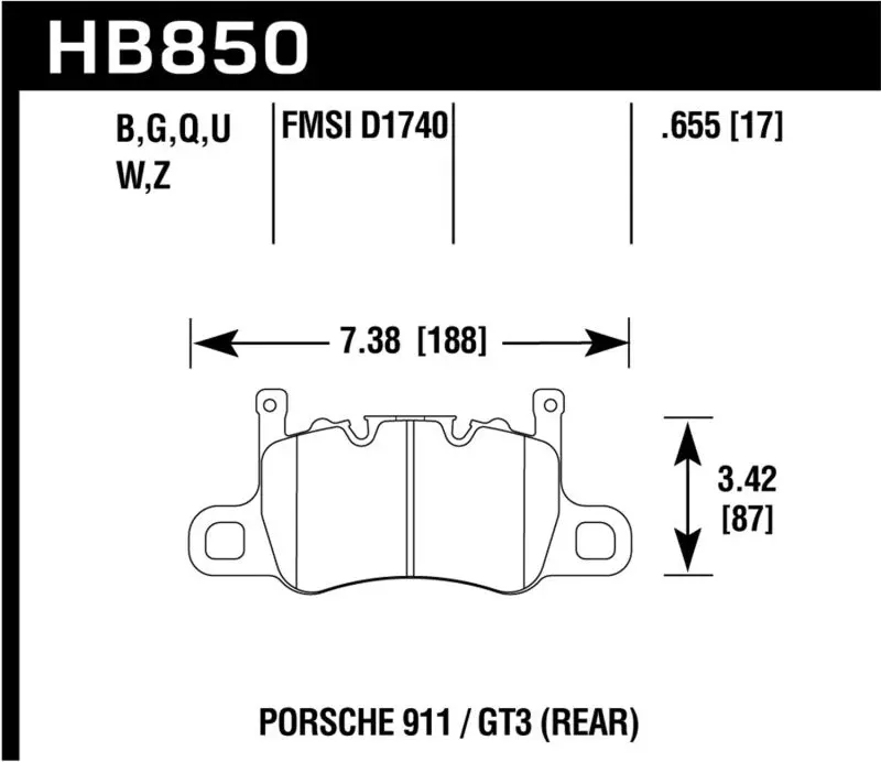 HAWK HAWKHB850G.655 14-17 Porsche 911 GT3 DTC-60 Race Rear Brake Pads №1