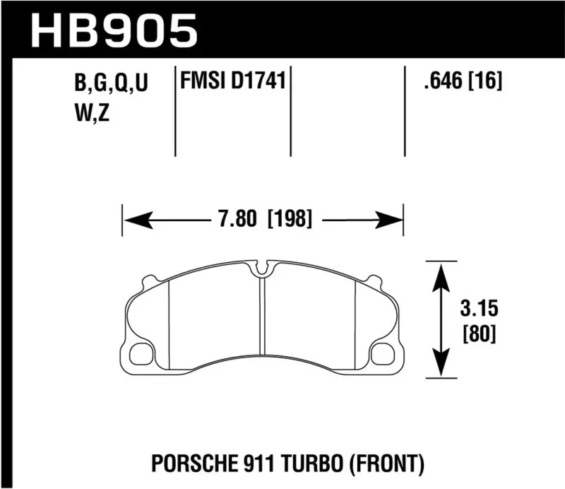 HAWK HAWKHB905Z.646 14-18 Porsche 911 Performance Ceramic Street Front Brake Pads №1