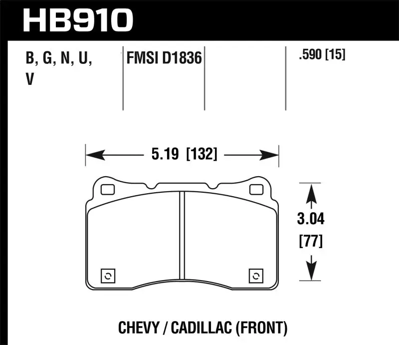 HAWK HAWKHB910G.590 15-16 Cadillac XTS / Chevrolet Corvette DTC-60 Front Brake Pads №2