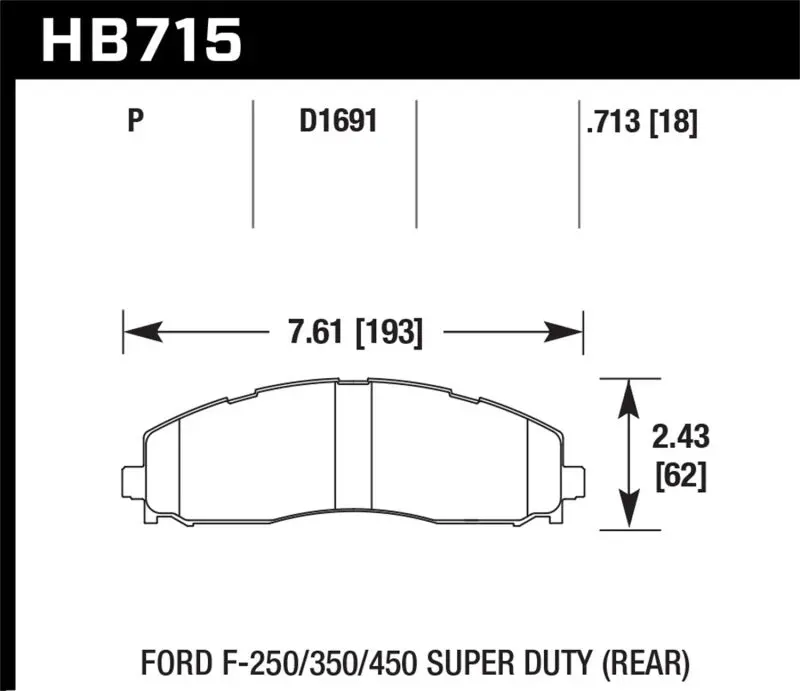 HAWK HAWKHB715Y.713 15-17 Ford F-250/350 LTS Street Rear Brake Pads