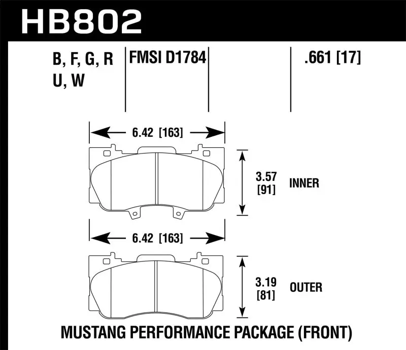 HAWK HAWKHB802G.661 15-17 Ford Mustang GT DTC-60 Race Front Brake Pads