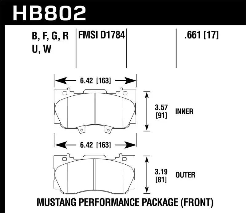 HAWK HAWKHB802G.661 15-17 Ford Mustang GT DTC-60 Race Front Brake Pads №4