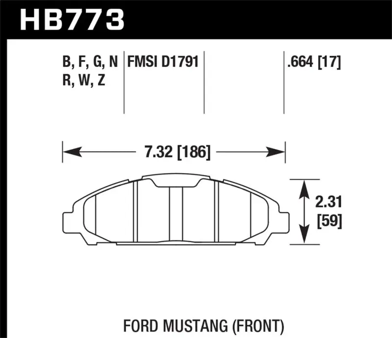 HAWK HAWKHB773B.664 15-17 Ford Mustang HPS 5.0 Front Brake Pads