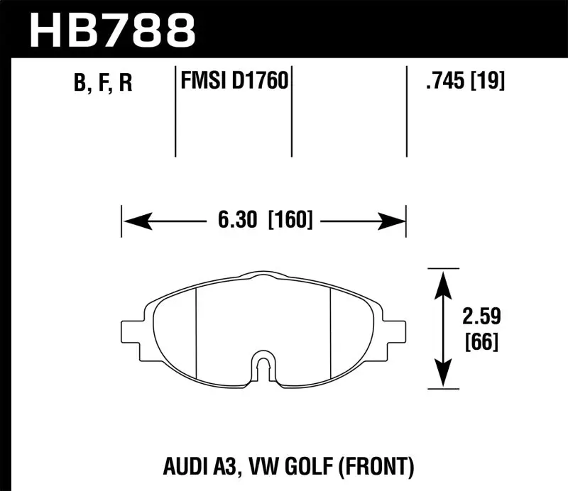 HAWK HAWKHB788B.745 15-17 VW Golf / Audi A3/A3 Quattro Front High Performance Brake Pads №1