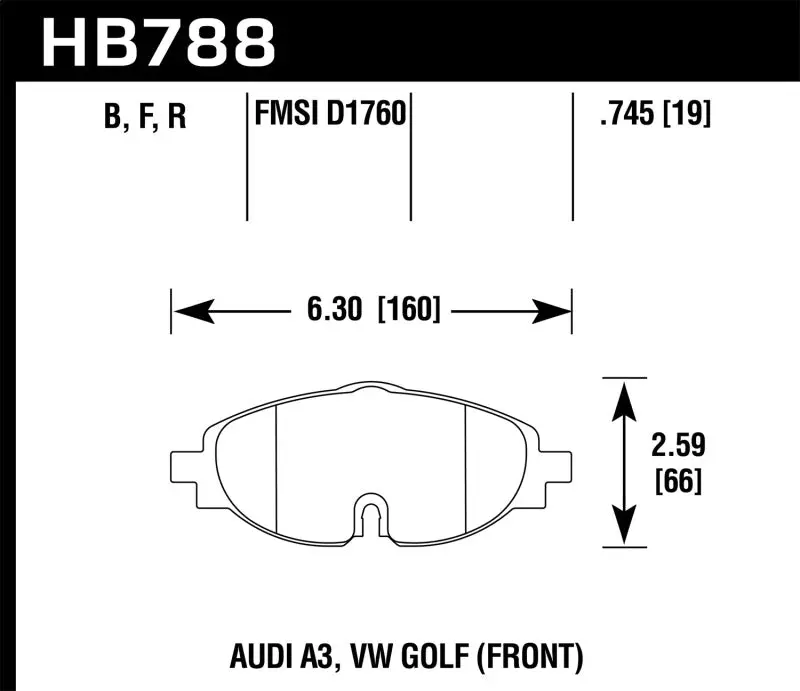 HAWK HAWKHB788B.745 15-17 VW Golf / Audi A3/A3 Quattro Front High Performance Brake Pads №2