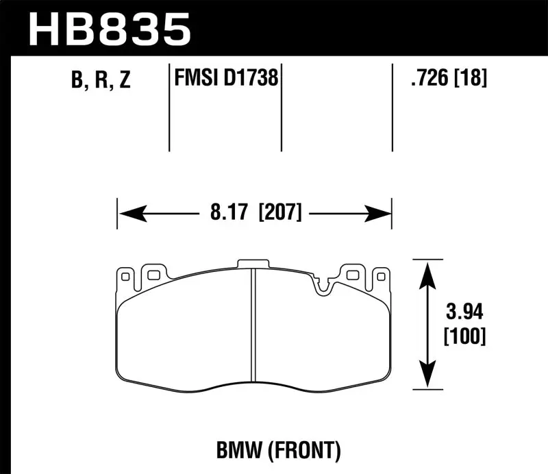 HAWK HAWKHB835Z.726 15-19 BMW X6 M Performance Ceramic Street Front Brake Pads №1