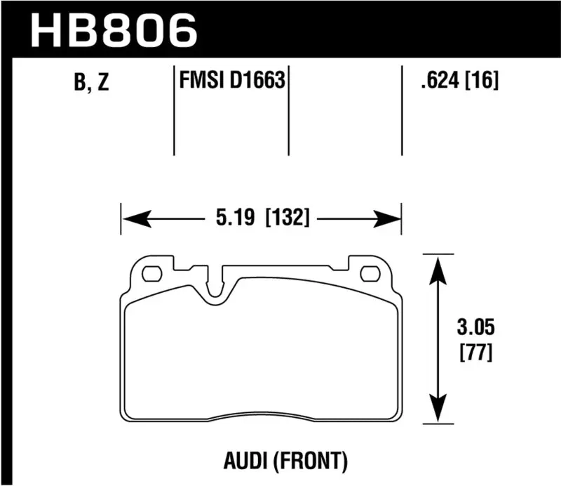 HAWK HAWKHB806B.624 16-17 Audi A6 HPS 5.0 Front Brake Pads №1