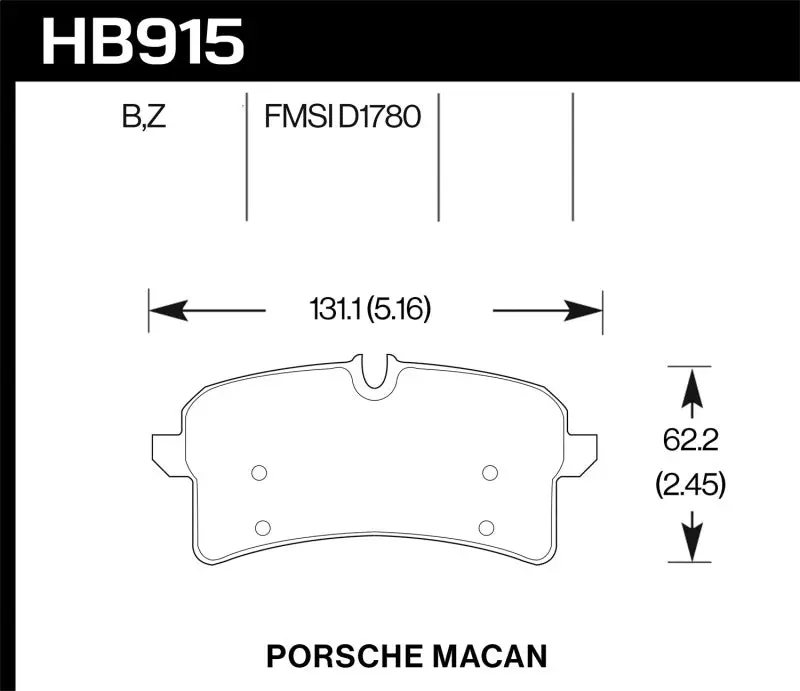 HAWK HAWKHB915B.664 16-18 Porsche Macan HPS 5.0 Street Rear Brake Pads №1