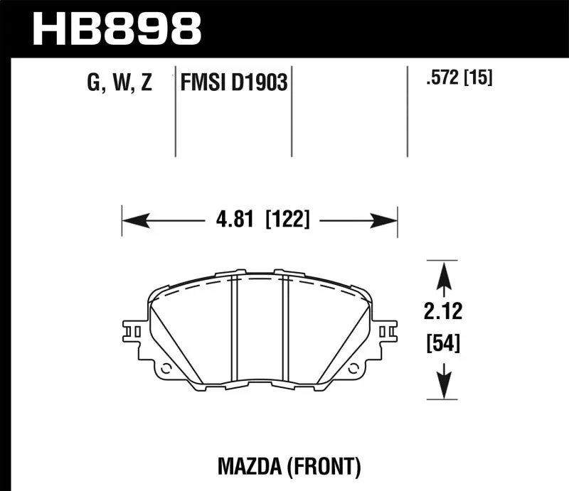 HAWK HAWKHB898B.572 17-19 Fiat 124 Spider HPS 5.0 Front Brake Pads №2