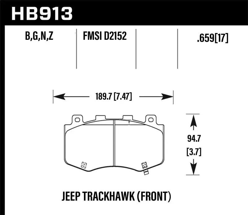 HAWK HAWKHB913G.659 18-19 Jeep Grand Cherokee Trackhawk DTC-60 Front Brake Pads №1