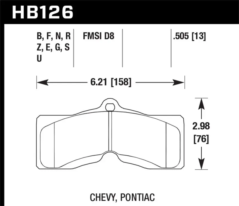 HAWK HAWKHB126B.505 1967-1968 Chevy Camaro Z28 (W/4w Disc Brakes) HPS 5.0 Front Brake Pads №1