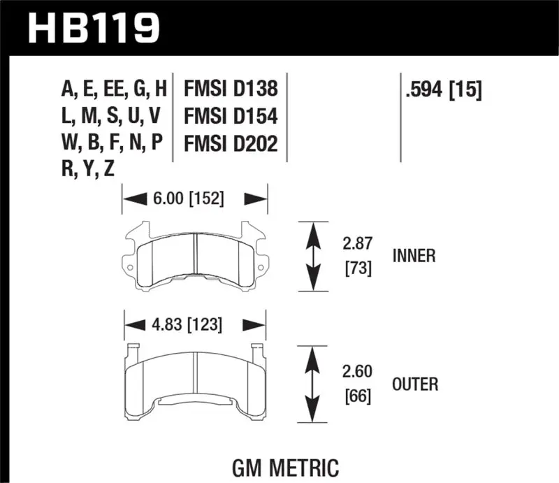 HAWK HAWKHB119B.594 1978-1979 Buick Century Custom HPS 5.0 Front Brake Pads №1