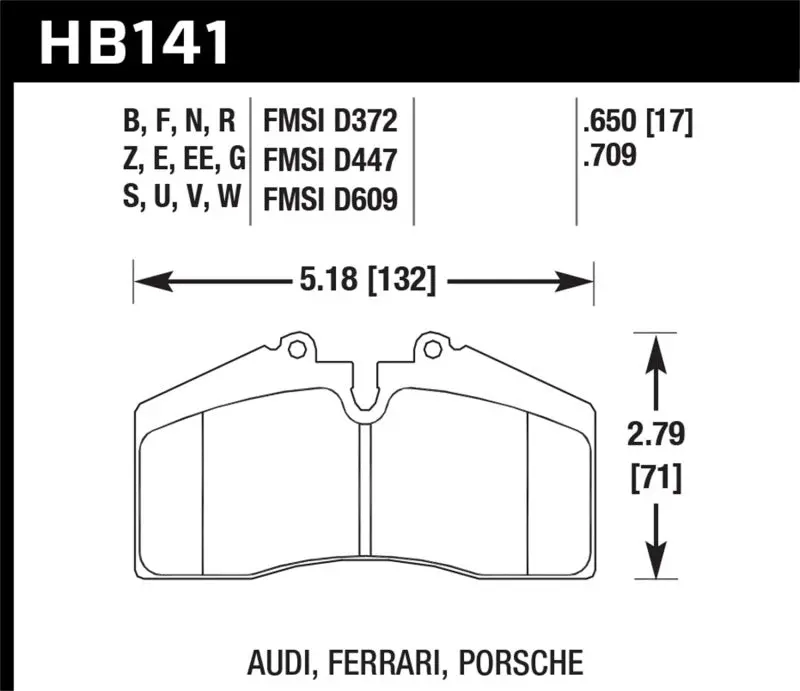 HAWK HAWKHB141B.650 1986-1991 Porsche 928 CS HPS 5.0 Front Brake Pads