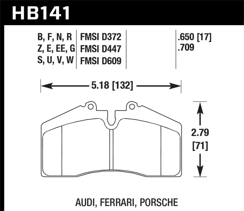 HAWK HAWKHB141B.650 1986-1991 Porsche 928 CS HPS 5.0 Front Brake Pads №2