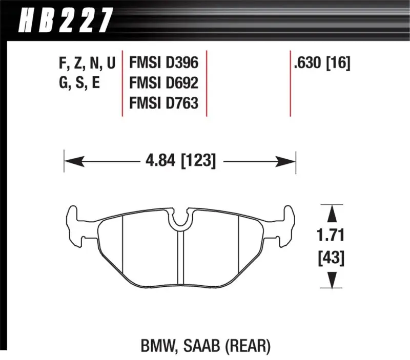 HAWK HAWKHB227B.630 1992-1998 BMW 318i HPS 5.0 Rear Brake Pads №1