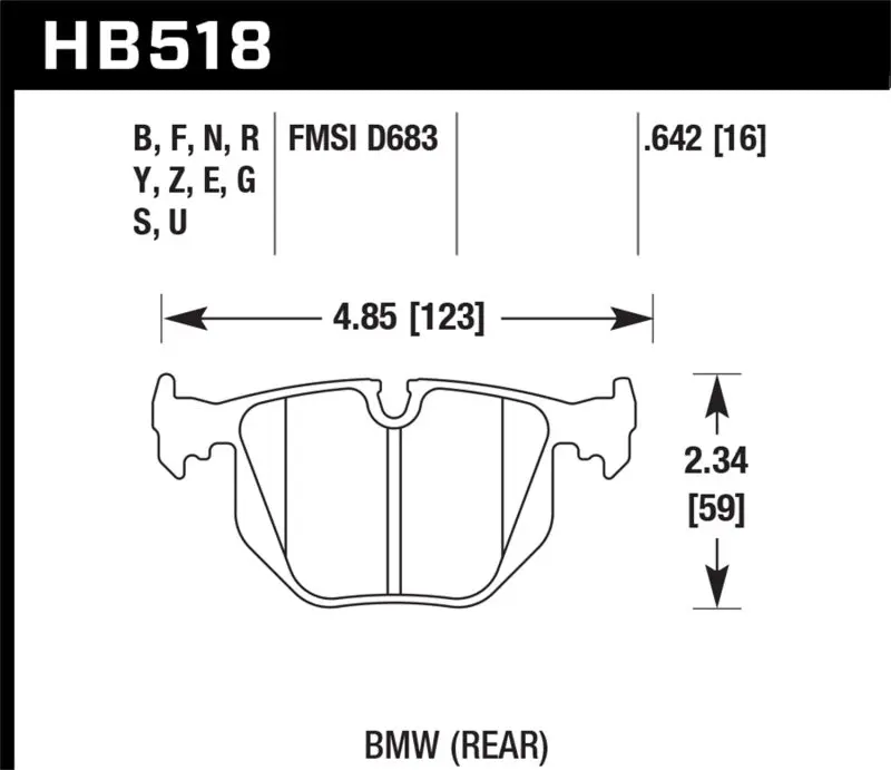 HAWK HAWKHB518B.642 2001-2006 BMW 330Ci HPS 5.0 Rear Brake Pads №1