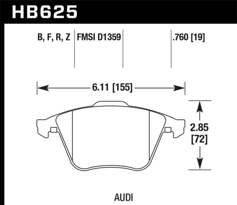 HAWK HAWKHB625B.760 2001-2010 Audi S3 European HPS 5.0 Front Brake Pads №1