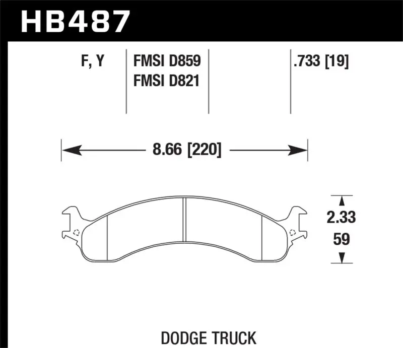 HAWK HAWKHB487F.733 2001 Ram 2500 Pick HPS Street Rear Brake Pads