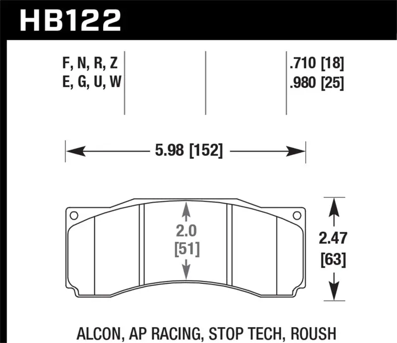 HAWK HAWKHB122B.710 2007 Ford Mustang Saleen S281 Extreme HPS 5.0 Front Brake Pads №2