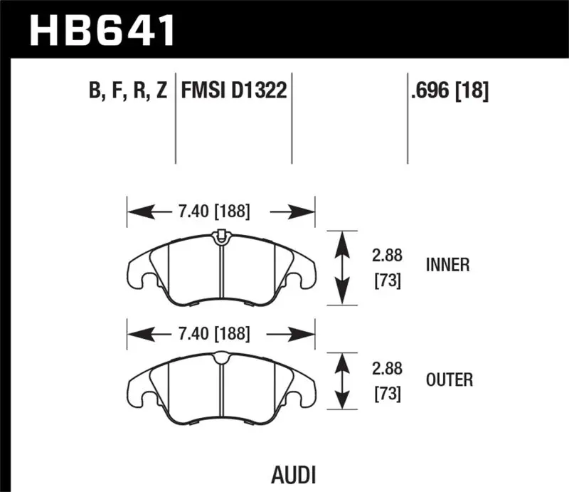 HAWK HAWKHB641B.696 2009-2014 Audi A4 HPS 5.0 Front Brake Pads