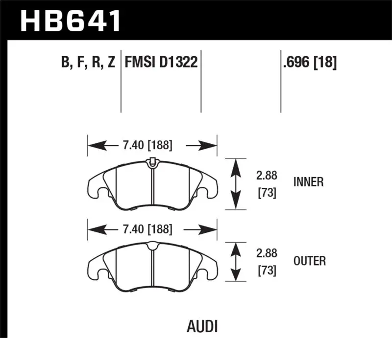 HAWK HAWKHB641B.696 2009-2014 Audi A4 HPS 5.0 Front Brake Pads №4