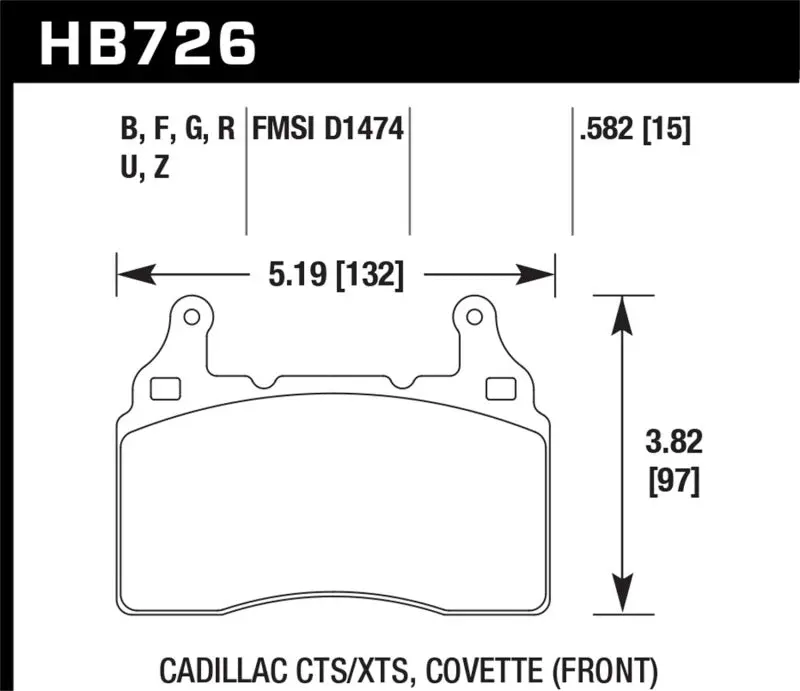 HAWK HAWKHB726F.582 2010-2015 Chevy Camaro SS HPS Street Front Brake Pads №1