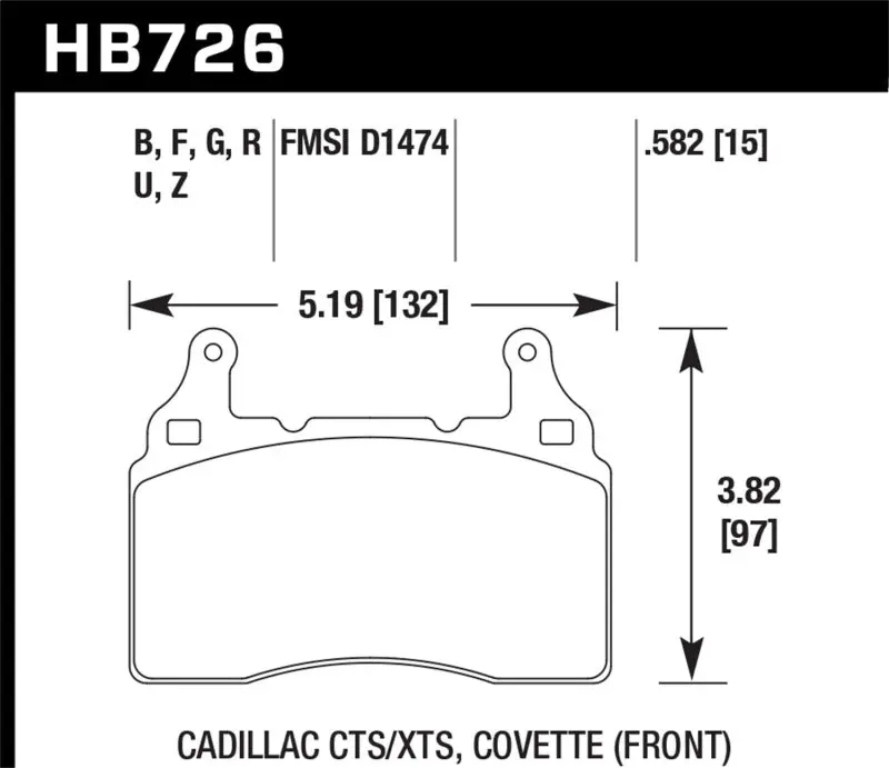 HAWK HAWKHB726F.582 2010-2015 Chevy Camaro SS HPS Street Front Brake Pads №2