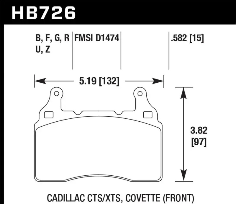 HAWK HAWKHB726F.582 2010-2015 Chevy Camaro SS HPS Street Front Brake Pads №3