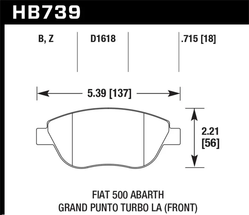 HAWK HAWKHB739B.715 2013 Fiat 500 Abarth Front HPS 5.0 Street Brake Pads