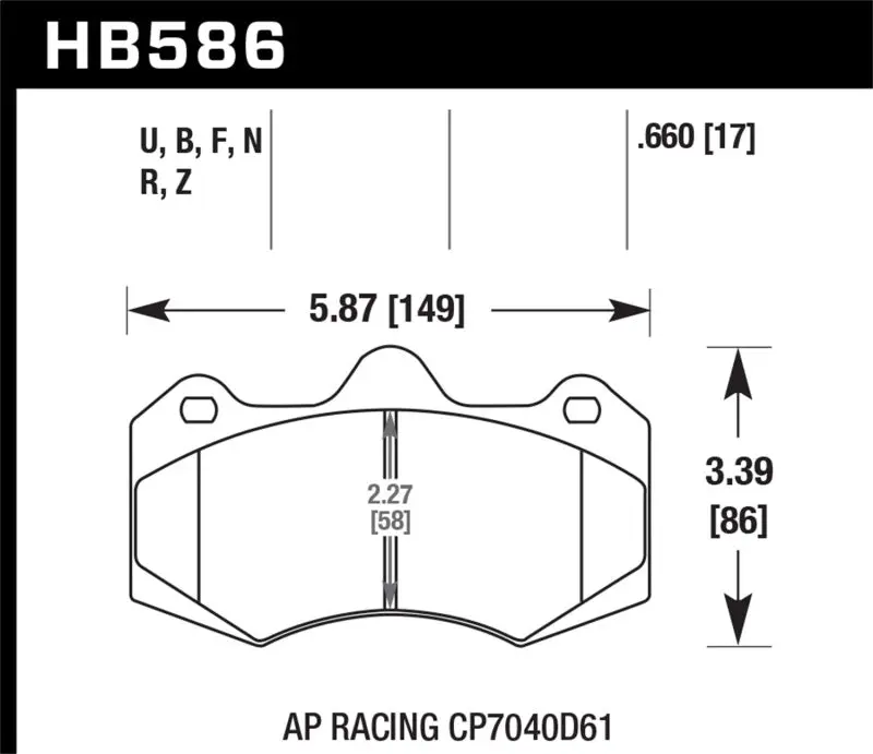 HAWK HAWKHB586G.660 2014 McClaren MP4-12C (Spider) DTC-60 Rear Race Brake Pads