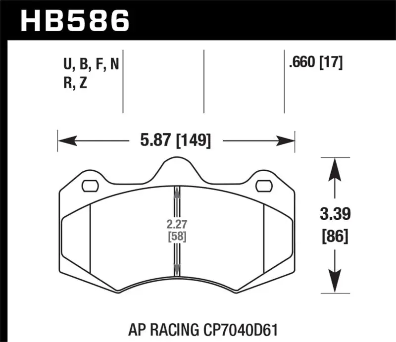 HAWK HAWKHB586G.660 2014 McClaren MP4-12C (Spider) DTC-60 Rear Race Brake Pads №3