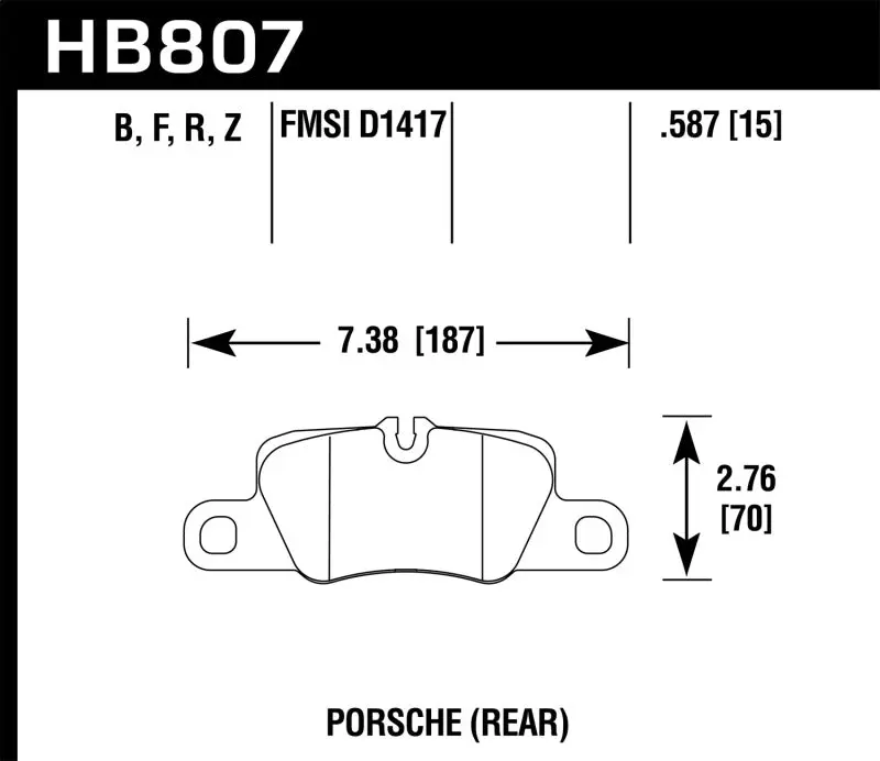 HAWK HAWKHB807Z.587 2014 Porsche 911 Performance Ceramic Street Rear Brake Pads