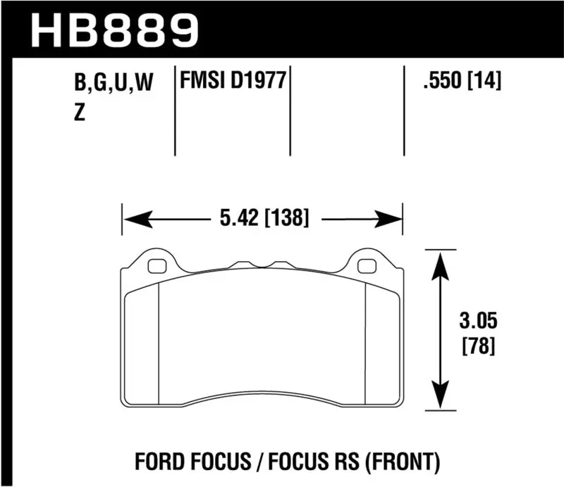 HAWK HAWKHB889G.550 2017 Ford Focus DTC-60 Race Front Brake Pads №1