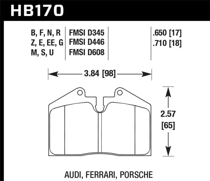 HAWK HAWKHB170G.650 79-99 Porsche 911 / 86-95 Porsche 928 / 86-94 Porsche 944 Turbo DTC-60 Race Rear Brake Pads