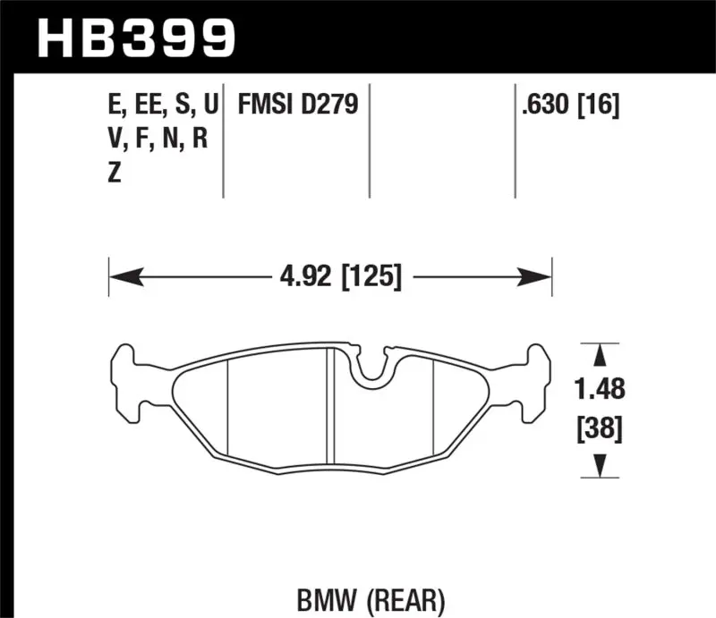 HAWK HAWKHB399F.630 84-4/91 BMW 325 (E30) HPS Street Rear Brake Pads №2