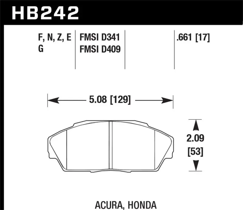 HAWK HAWKHB242G.661 86-01 Acura (Various) / 88-93 Honda (Various) DTC-60 Race Front Brake Pads