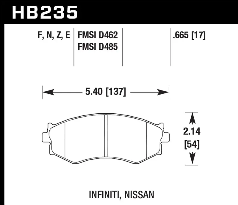 HAWK HAWKHB235F.665 91-96 Infiniti G20/ Nissan 240SX/ Sentra HPS Street Front Brake Pads №2