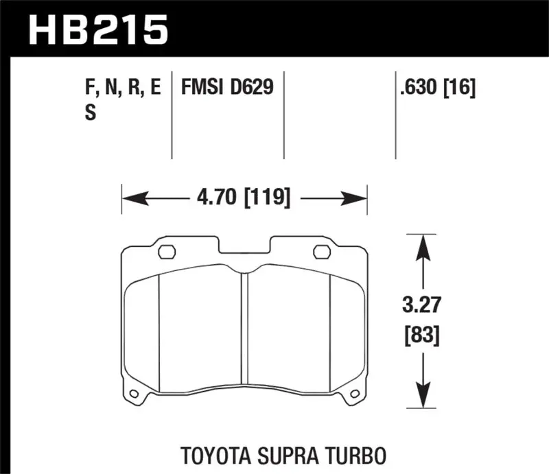 HAWK HAWKHB215N.630 93-98 Toyota Supra TT HP+ Street Front Brake Pads