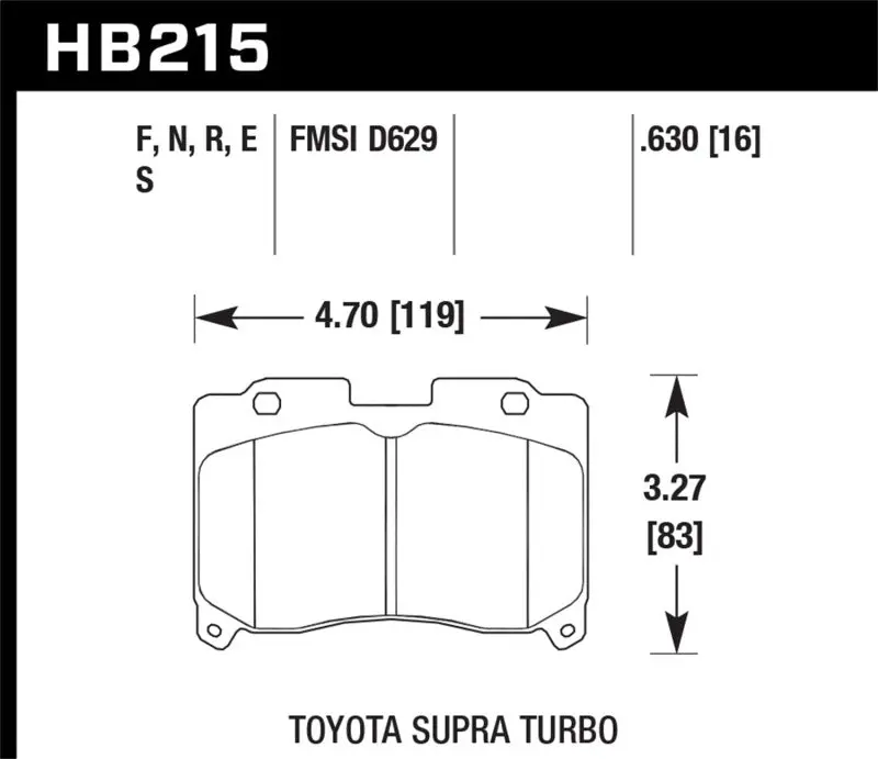 HAWK HAWKHB215N.630 93-98 Toyota Supra TT HP+ Street Front Brake Pads №3