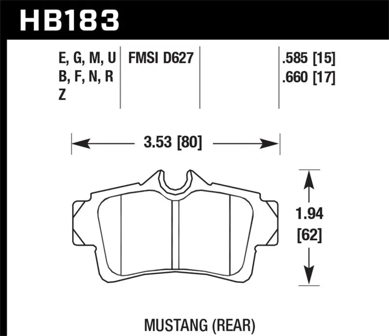 HAWK HAWKHB183F.585 94-04 Ford Mustang HPS Street Rear Brake Pads