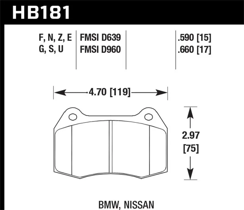 HAWK HAWKHB181F.660 94-97 BMW 840CI/850CI HPS Front Street Brake Pads №2