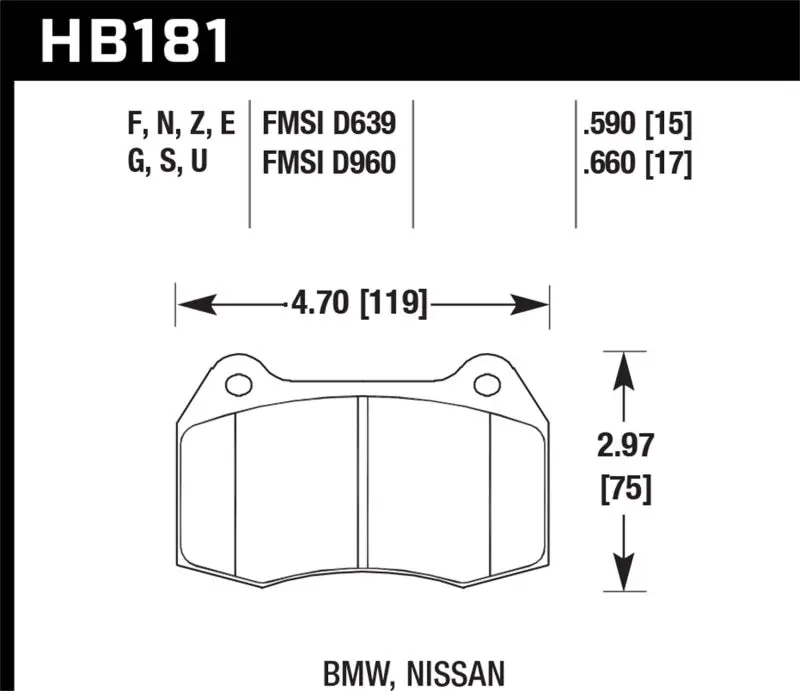 HAWK HAWKHB181F.660 94-97 BMW 840CI/850CI HPS Front Street Brake Pads №4