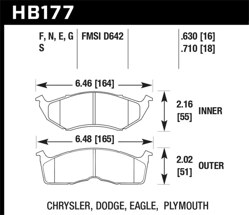 HAWK HAWKHB177F.630 95-97 Dodge Neon HPS Street Front Brake Pads