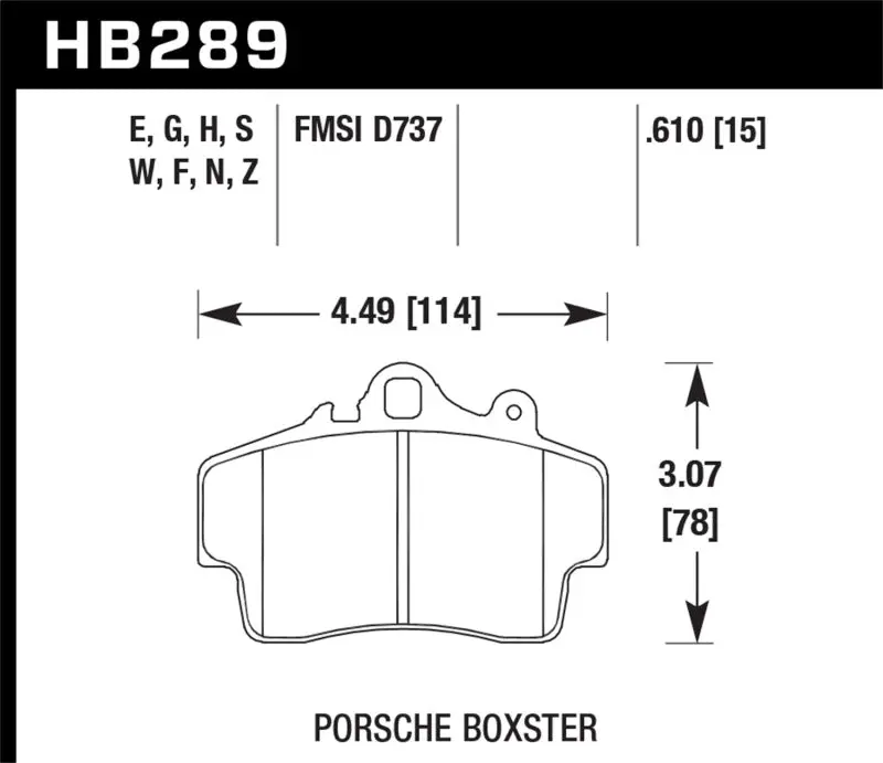 HAWK HAWKHB289G.610 97-08 Porsche Boxster DTC-60 Compound Front Brake Pads №1