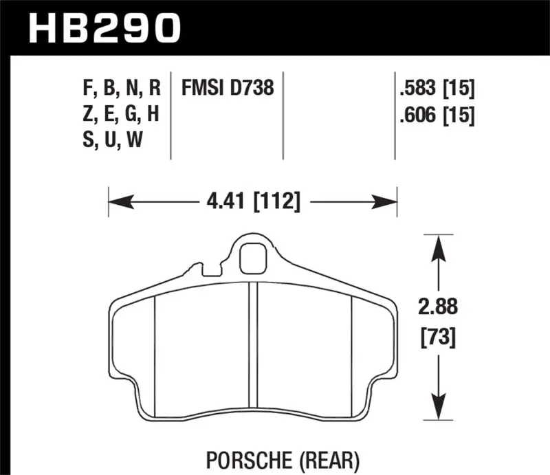 HAWK HAWKHB290G.583 98-08 Porsche 911 Carrera 2 / 07-08 Boxster S / 06-08 Cayman S Rear DTC-60 Race Brake Pads